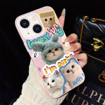 Custodia per telefono ibrida in PC e TPU con glitter e motivo gatti IMD, For iPhone 15, For iPhone 14 Plus, For iPhone 14, For iPhone 14 Pro, For iPhone 14 Pro Max, For iPhone SE 2022 / SE 2020