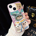 Custodia per telefono ibrida in PC e TPU con glitter e motivo gatti IMD, For iPhone 15, For iPhone 14 Plus, For iPhone 14, For iPhone 14 Pro, For iPhone 14 Pro Max, For iPhone SE 2022 / SE 2020