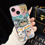 Custodia per telefono ibrida in PC e TPU con glitter e motivo gatti IMD, For iPhone 15, For iPhone 14 Plus, For iPhone 14, For iPhone 14 Pro, For iPhone 14 Pro Max, For iPhone SE 2022 / SE 2020