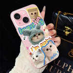 Custodia per telefono ibrida in PC e TPU con glitter e motivo gatti IMD, For iPhone 15, For iPhone 14 Plus, For iPhone 14, For iPhone 14 Pro, For iPhone 14 Pro Max, For iPhone SE 2022 / SE 2020