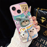 Custodia per telefono ibrida in PC e TPU con glitter e motivo gatti IMD, For iPhone 15, For iPhone 14 Plus, For iPhone 14, For iPhone 14 Pro, For iPhone 14 Pro Max, For iPhone SE 2022 / SE 2020
