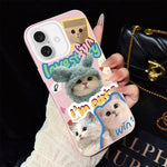 Custodia per telefono ibrida in PC e TPU con glitter e motivo gatti IMD, For iPhone 16 Pro, For iPhone 16 Plus, For iPhone 16, For iPhone 15 Pro Max, For iPhone 15 Pro, For iPhone 15 Plus