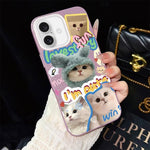 Custodia per telefono ibrida in PC e TPU con glitter e motivo gatti IMD, For iPhone 16 Pro, For iPhone 16 Plus, For iPhone 16, For iPhone 15 Pro Max, For iPhone 15 Pro, For iPhone 15 Plus