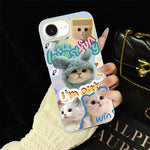 Custodia per telefono ibrida in PC e TPU con glitter e motivo gatti IMD, For iPhone 17e / 16e, For iPhone 17 Pro Max, For iPhone 17 Pro, For iPhone 17, For iPhone Air, For iPhone 16 Pro Max
