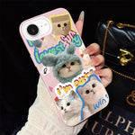 Custodia per telefono ibrida in PC e TPU con glitter e motivo gatti IMD, For iPhone 17e / 16e, For iPhone 17 Pro Max, For iPhone 17 Pro, For iPhone 17, For iPhone Air, For iPhone 16 Pro Max