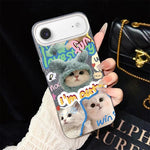 Custodia per telefono ibrida in PC e TPU con glitter e motivo gatti IMD, For iPhone 17e / 16e, For iPhone 17 Pro Max, For iPhone 17 Pro, For iPhone 17, For iPhone Air, For iPhone 16 Pro Max