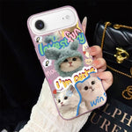 Custodia per telefono ibrida in PC e TPU con glitter e motivo gatti IMD, For iPhone 17e / 16e, For iPhone 17 Pro Max, For iPhone 17 Pro, For iPhone 17, For iPhone Air, For iPhone 16 Pro Max