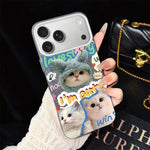 Custodia per telefono ibrida in PC e TPU con glitter e motivo gatti IMD, For iPhone 17e / 16e, For iPhone 17 Pro Max, For iPhone 17 Pro, For iPhone 17, For iPhone Air, For iPhone 16 Pro Max