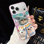 Custodia per telefono ibrida in PC e TPU con glitter e motivo gatti IMD, For iPhone 17e / 16e, For iPhone 17 Pro Max, For iPhone 17 Pro, For iPhone 17, For iPhone Air, For iPhone 16 Pro Max