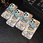 Custodia per telefono ibrida in PC e TPU con glitter e motivo gatti IMD, For iPhone 17e / 16e, For iPhone 17 Pro Max, For iPhone 17 Pro, For iPhone 17, For iPhone Air, For iPhone 16 Pro Max