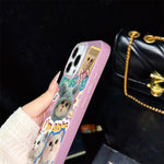 Custodia per telefono ibrida in PC e TPU con glitter e motivo gatti IMD, For iPhone 15, For iPhone 14 Plus, For iPhone 14, For iPhone 14 Pro, For iPhone 14 Pro Max, For iPhone SE 2022 / SE 2020