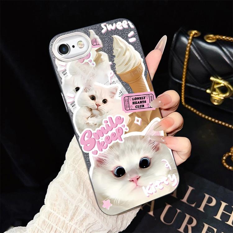 Custodia per telefono ibrida in PC e TPU con motivo gatti gelato IMD glitterata, For iPhone 8 Plus / 7 Plus, For iPhone 6 Plus / 6s Plus, For iPhone 6 / 6s