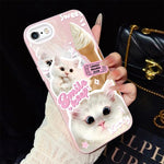 Custodia per telefono ibrida in PC e TPU con motivo gatti gelato IMD glitterata, For iPhone 8 Plus / 7 Plus, For iPhone 6 Plus / 6s Plus, For iPhone 6 / 6s