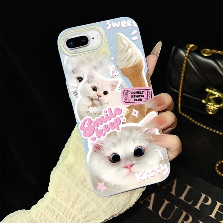 Custodia per telefono ibrida in PC e TPU con motivo gatti gelato IMD glitterata, For iPhone 8 Plus / 7 Plus, For iPhone 6 Plus / 6s Plus, For iPhone 6 / 6s