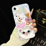 Custodia per telefono ibrida in PC e TPU con motivo gatti gelato IMD glitterata, For iPhone 15, For iPhone 14 Plus, For iPhone 14, For iPhone 14 Pro, For iPhone 14 Pro Max, For iPhone SE 2022 / SE 2020