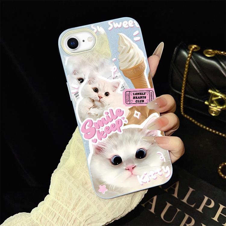 Custodia per telefono ibrida in PC e TPU con motivo gatti gelato IMD glitterata, For iPhone 15, For iPhone 14 Plus, For iPhone 14, For iPhone 14 Pro, For iPhone 14 Pro Max, For iPhone SE 2022 / SE 2020