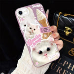 Custodia per telefono ibrida in PC e TPU con motivo gatti gelato IMD glitterata, For iPhone 15, For iPhone 14 Plus, For iPhone 14, For iPhone 14 Pro, For iPhone 14 Pro Max, For iPhone SE 2022 / SE 2020
