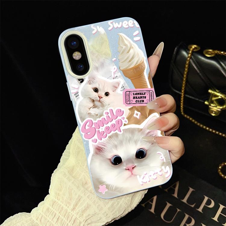 Custodia per telefono ibrida in PC e TPU con motivo gatti gelato IMD glitterata, For iPhone 11 Pro Max, For iPhone 11, For iPhone 11 Pro, For iPhone XS / X, For iPhone XR, For iPhone XS Max
