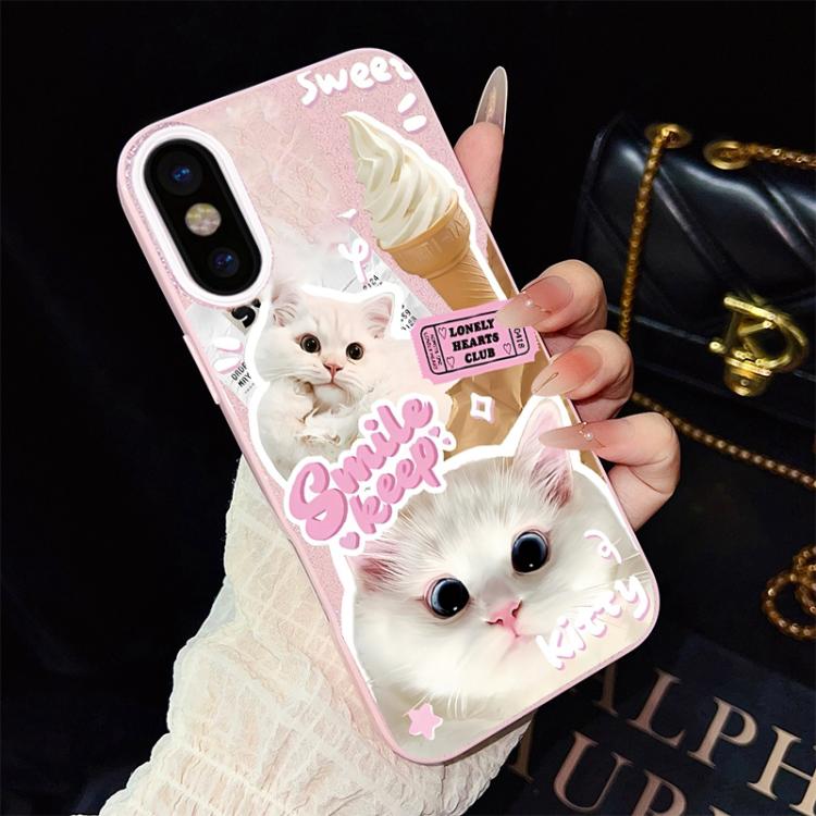 Custodia per telefono ibrida in PC e TPU con motivo gatti gelato IMD glitterata, For iPhone 11 Pro Max, For iPhone 11, For iPhone 11 Pro, For iPhone XS / X, For iPhone XR, For iPhone XS Max
