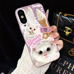Custodia per telefono ibrida in PC e TPU con motivo gatti gelato IMD glitterata, For iPhone 11 Pro Max, For iPhone 11, For iPhone 11 Pro, For iPhone XS / X, For iPhone XR, For iPhone XS Max