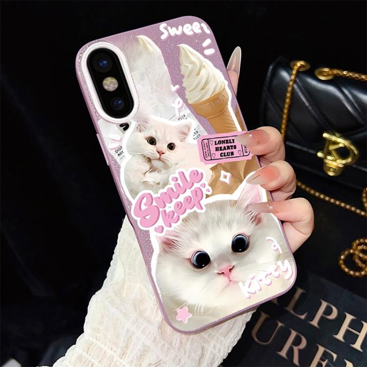 Custodia per telefono ibrida in PC e TPU con motivo gatti gelato IMD glitterata, For iPhone 11 Pro Max, For iPhone 11, For iPhone 11 Pro, For iPhone XS / X, For iPhone XR, For iPhone XS Max