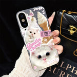 Custodia per telefono ibrida in PC e TPU con motivo gatti gelato IMD glitterata, For iPhone 11 Pro Max, For iPhone 11, For iPhone 11 Pro, For iPhone XS / X, For iPhone XR, For iPhone XS Max