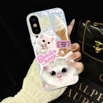 Custodia per telefono ibrida in PC e TPU con motivo gatti gelato IMD glitterata, For iPhone 11 Pro Max, For iPhone 11, For iPhone 11 Pro, For iPhone XS / X, For iPhone XR, For iPhone XS Max
