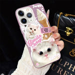 Custodia per telefono ibrida in PC e TPU con motivo gatti gelato IMD glitterata, For iPhone 11 Pro Max, For iPhone 11, For iPhone 11 Pro, For iPhone XS / X, For iPhone XR, For iPhone XS Max