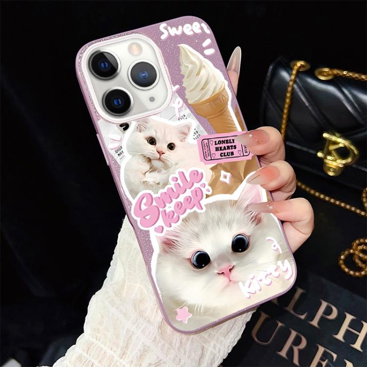 Custodia per telefono ibrida in PC e TPU con motivo gatti gelato IMD glitterata, For iPhone 11 Pro Max, For iPhone 11, For iPhone 11 Pro, For iPhone XS / X, For iPhone XR, For iPhone XS Max
