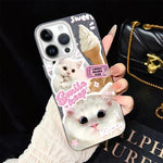 Custodia per telefono ibrida in PC e TPU con motivo gatti gelato IMD glitterata, For iPhone 13 Pro Max, For iPhone 13 Pro, For iPhone 13, For iPhone 12, For iPhone 12 Pro Max, For iPhone 12 Pro