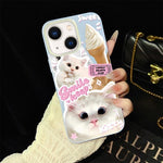 Custodia per telefono ibrida in PC e TPU con motivo gatti gelato IMD glitterata, For iPhone 13 Pro Max, For iPhone 13 Pro, For iPhone 13, For iPhone 12, For iPhone 12 Pro Max, For iPhone 12 Pro