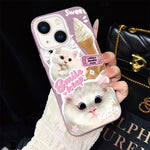 Custodia per telefono ibrida in PC e TPU con motivo gatti gelato IMD glitterata, For iPhone 13 Pro Max, For iPhone 13 Pro, For iPhone 13, For iPhone 12, For iPhone 12 Pro Max, For iPhone 12 Pro