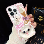 Custodia per telefono ibrida in PC e TPU con motivo gatti gelato IMD glitterata, For iPhone 13 Pro Max, For iPhone 13 Pro, For iPhone 13, For iPhone 12, For iPhone 12 Pro Max, For iPhone 12 Pro