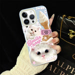 Custodia per telefono ibrida in PC e TPU con motivo gatti gelato IMD glitterata, For iPhone 15, For iPhone 14 Plus, For iPhone 14, For iPhone 14 Pro, For iPhone 14 Pro Max, For iPhone SE 2022 / SE 2020
