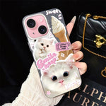 Custodia per telefono ibrida in PC e TPU con motivo gatti gelato IMD glitterata, For iPhone 15, For iPhone 14 Plus, For iPhone 14, For iPhone 14 Pro, For iPhone 14 Pro Max, For iPhone SE 2022 / SE 2020