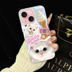 Custodia per telefono ibrida in PC e TPU con motivo gatti gelato IMD glitterata, For iPhone 15, For iPhone 14 Plus, For iPhone 14, For iPhone 14 Pro, For iPhone 14 Pro Max, For iPhone SE 2022 / SE 2020