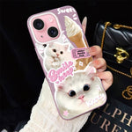 Custodia per telefono ibrida in PC e TPU con motivo gatti gelato IMD glitterata, For iPhone 15, For iPhone 14 Plus, For iPhone 14, For iPhone 14 Pro, For iPhone 14 Pro Max, For iPhone SE 2022 / SE 2020