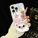 Custodia per telefono ibrida in PC e TPU con motivo gatti gelato IMD glitterata, For iPhone 16 Pro, For iPhone 16 Plus, For iPhone 16, For iPhone 15 Pro Max, For iPhone 15 Pro, For iPhone 15 Plus