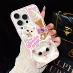 Custodia per telefono ibrida in PC e TPU con motivo gatti gelato IMD glitterata, For iPhone 16 Pro, For iPhone 16 Plus, For iPhone 16, For iPhone 15 Pro Max, For iPhone 15 Pro, For iPhone 15 Plus