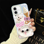 Custodia per telefono ibrida in PC e TPU con motivo gatti gelato IMD glitterata, For iPhone 16 Pro, For iPhone 16 Plus, For iPhone 16, For iPhone 15 Pro Max, For iPhone 15 Pro, For iPhone 15 Plus