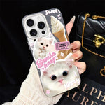Custodia per telefono ibrida in PC e TPU con motivo gatti gelato IMD glitterata, For iPhone 17e / 16e, For iPhone 17 Pro Max, For iPhone 17 Pro, For iPhone 17, For iPhone Air, For iPhone 16 Pro Max