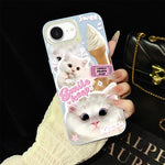 Custodia per telefono ibrida in PC e TPU con motivo gatti gelato IMD glitterata, For iPhone 17e / 16e, For iPhone 17 Pro Max, For iPhone 17 Pro, For iPhone 17, For iPhone Air, For iPhone 16 Pro Max