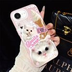 Custodia per telefono ibrida in PC e TPU con motivo gatti gelato IMD glitterata, For iPhone 17e / 16e, For iPhone 17 Pro Max, For iPhone 17 Pro, For iPhone 17, For iPhone Air, For iPhone 16 Pro Max