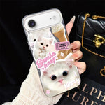 Custodia per telefono ibrida in PC e TPU con motivo gatti gelato IMD glitterata, For iPhone 17e / 16e, For iPhone 17 Pro Max, For iPhone 17 Pro, For iPhone 17, For iPhone Air, For iPhone 16 Pro Max