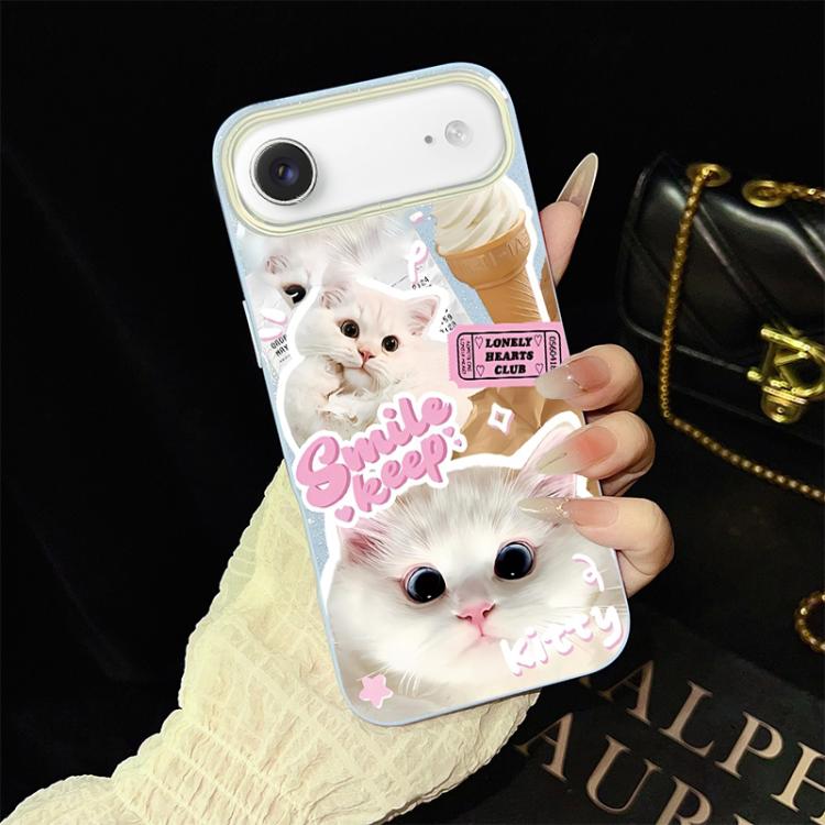 Custodia per telefono ibrida in PC e TPU con motivo gatti gelato IMD glitterata, For iPhone 17e / 16e, For iPhone 17 Pro Max, For iPhone 17 Pro, For iPhone 17, For iPhone Air, For iPhone 16 Pro Max