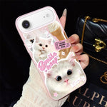 Custodia per telefono ibrida in PC e TPU con motivo gatti gelato IMD glitterata, For iPhone 17e / 16e, For iPhone 17 Pro Max, For iPhone 17 Pro, For iPhone 17, For iPhone Air, For iPhone 16 Pro Max