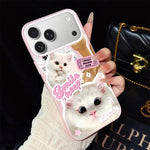 Custodia per telefono ibrida in PC e TPU con motivo gatti gelato IMD glitterata, For iPhone 17e / 16e, For iPhone 17 Pro Max, For iPhone 17 Pro, For iPhone 17, For iPhone Air, For iPhone 16 Pro Max