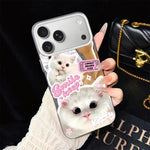 Custodia per telefono ibrida in PC e TPU con motivo gatti gelato IMD glitterata, For iPhone 17e / 16e, For iPhone 17 Pro Max, For iPhone 17 Pro, For iPhone 17, For iPhone Air, For iPhone 16 Pro Max