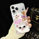 Custodia per telefono ibrida in PC e TPU con motivo gatti gelato IMD glitterata, For iPhone 17e / 16e, For iPhone 17 Pro Max, For iPhone 17 Pro, For iPhone 17, For iPhone Air, For iPhone 16 Pro Max