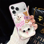 Custodia per telefono ibrida in PC e TPU con motivo gatti gelato IMD glitterata, For iPhone 17e / 16e, For iPhone 17 Pro Max, For iPhone 17 Pro, For iPhone 17, For iPhone Air, For iPhone 16 Pro Max